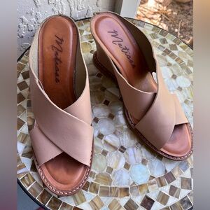 Matisse Tan Mules with Crossed Straps